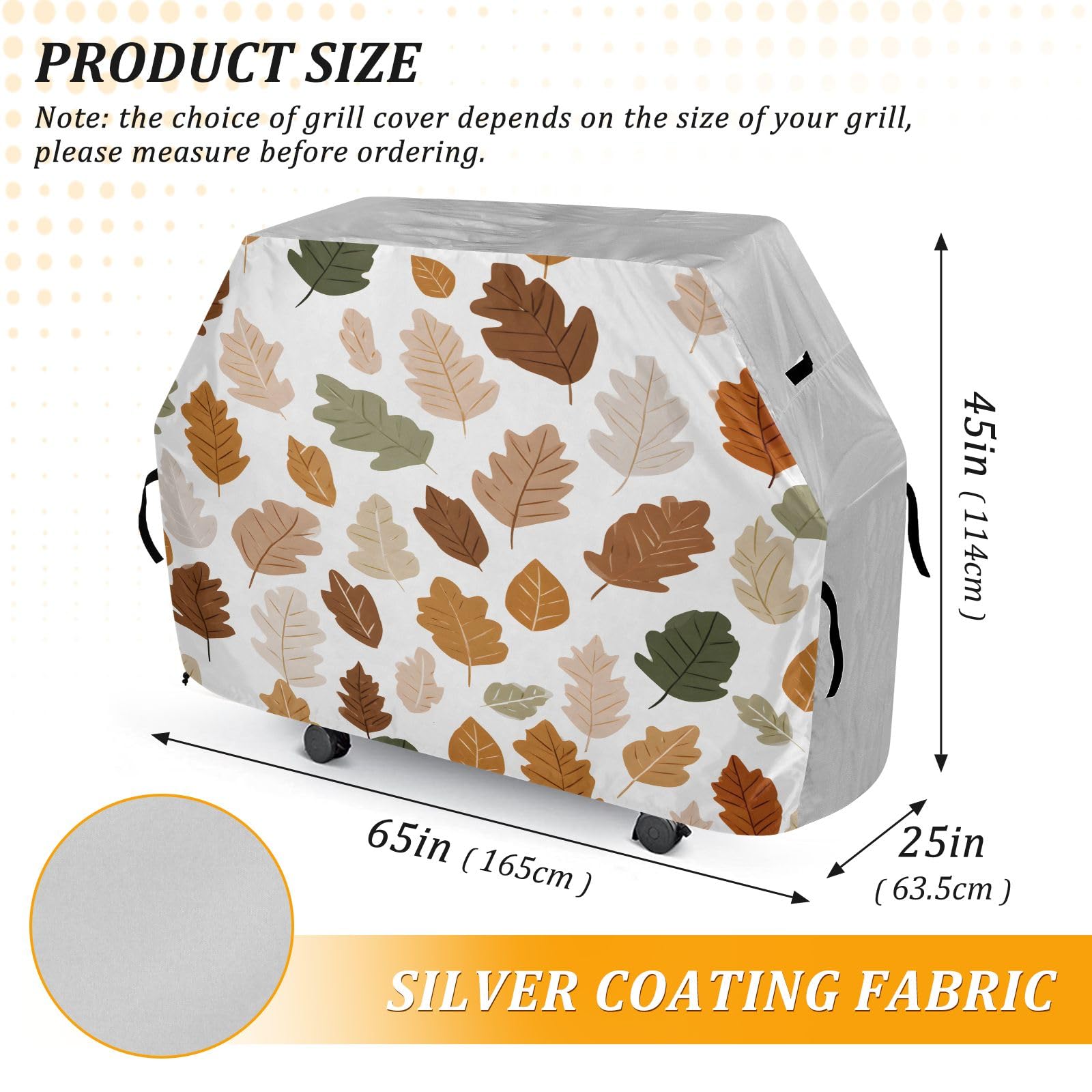 Copertura per barbecue di alta qualità, impermeabile, resistente allo sbiadimento, resistente, adatta per griglie fino a 25 cm in stile piatto con motivo a foglia d'acero