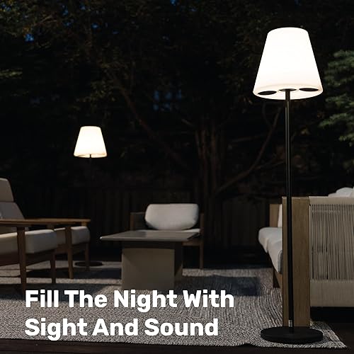 Miniatura 2 de Nocturne Lámpara de pie solar para exteriores con altavoz Bluetooth, 100% alimentada por energía solar, totalmente resistente a la intemperie,