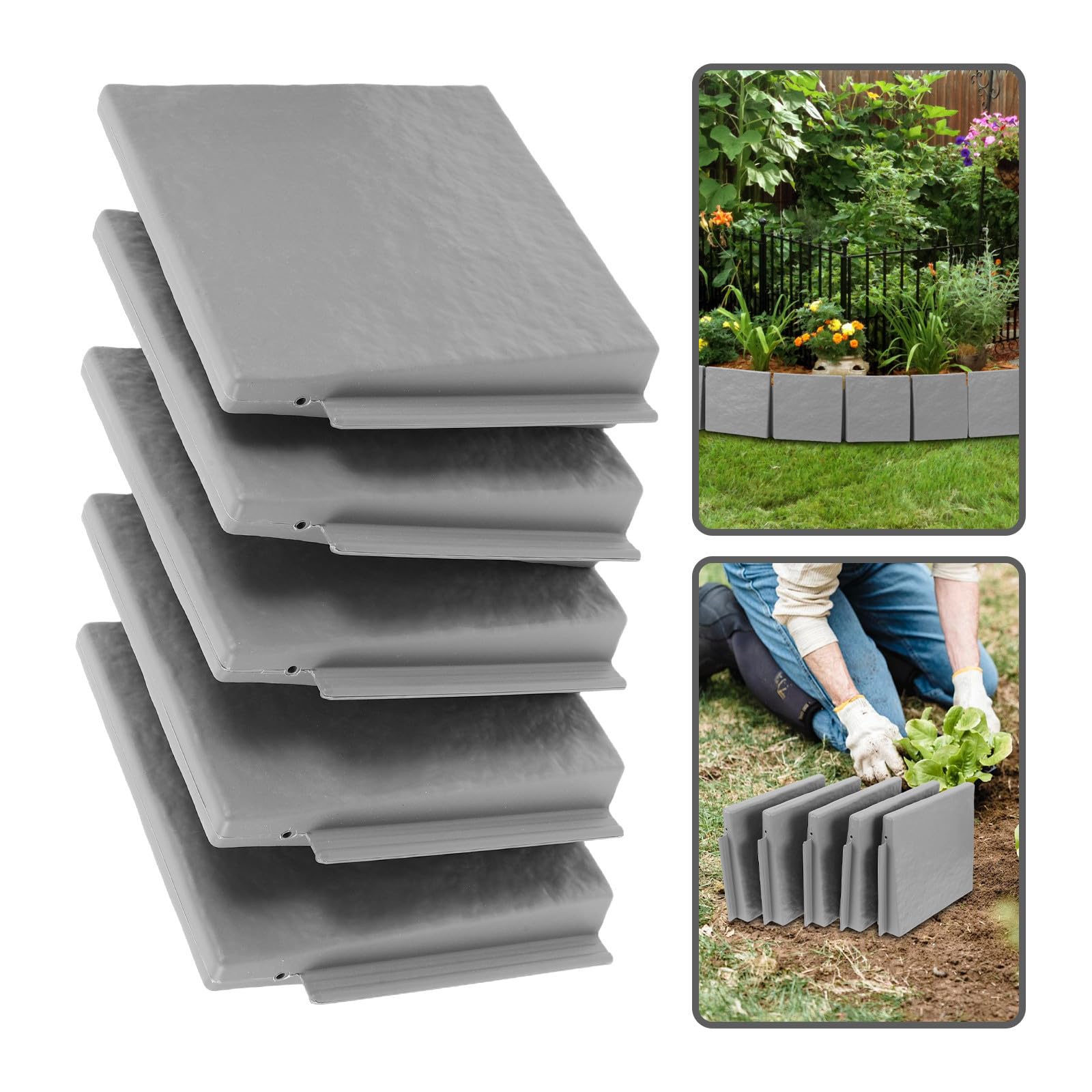 5 Pezzi Bordura per Aiuola da Giardino, Plastica e Ferro, Esterna