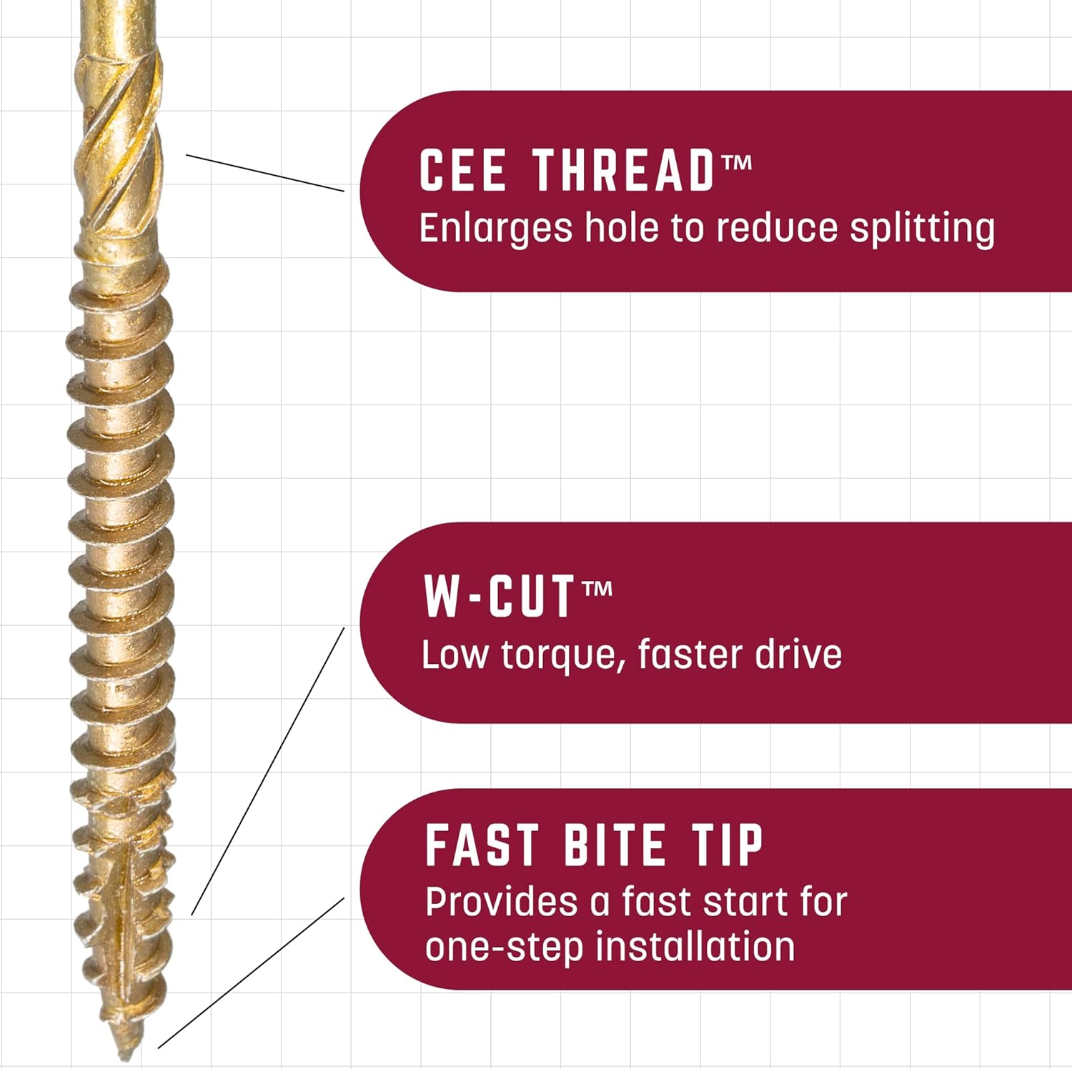 GRK Fasteners R4™ #9 x 3-1/8 Inch, Multi-Purpose Framing Screws, 425 PCS, Rust Resistant Climatek™ Coating, Outdoor Fencing and Deck Screws, Fast Bite Tip, Star Drive Recess, T-25 Bit Included, Gold