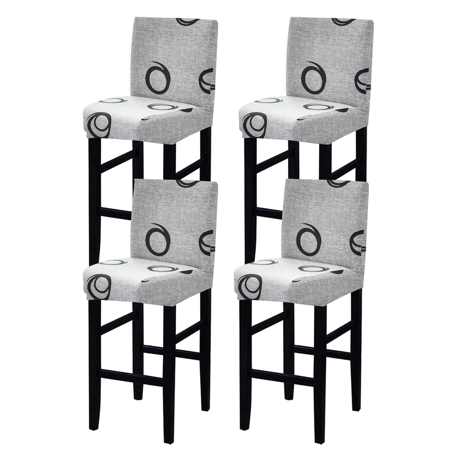 CRFATOP 4 Pcs Printed Bar Stool Cover Stretch Pub Counter Stool Cover Height Side Chair Seat Cover Barstool Slipcovers for Dining Room Kitchen Cafe Furniture Chair,10