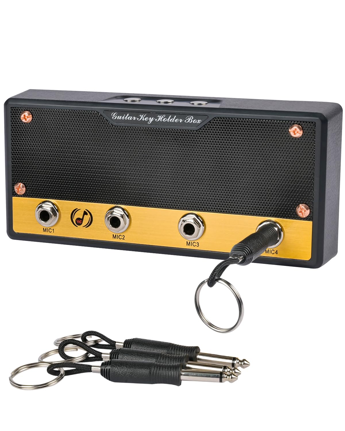 Guitar Key Holder Box, Home Keys Hooks, Metal Texture Black