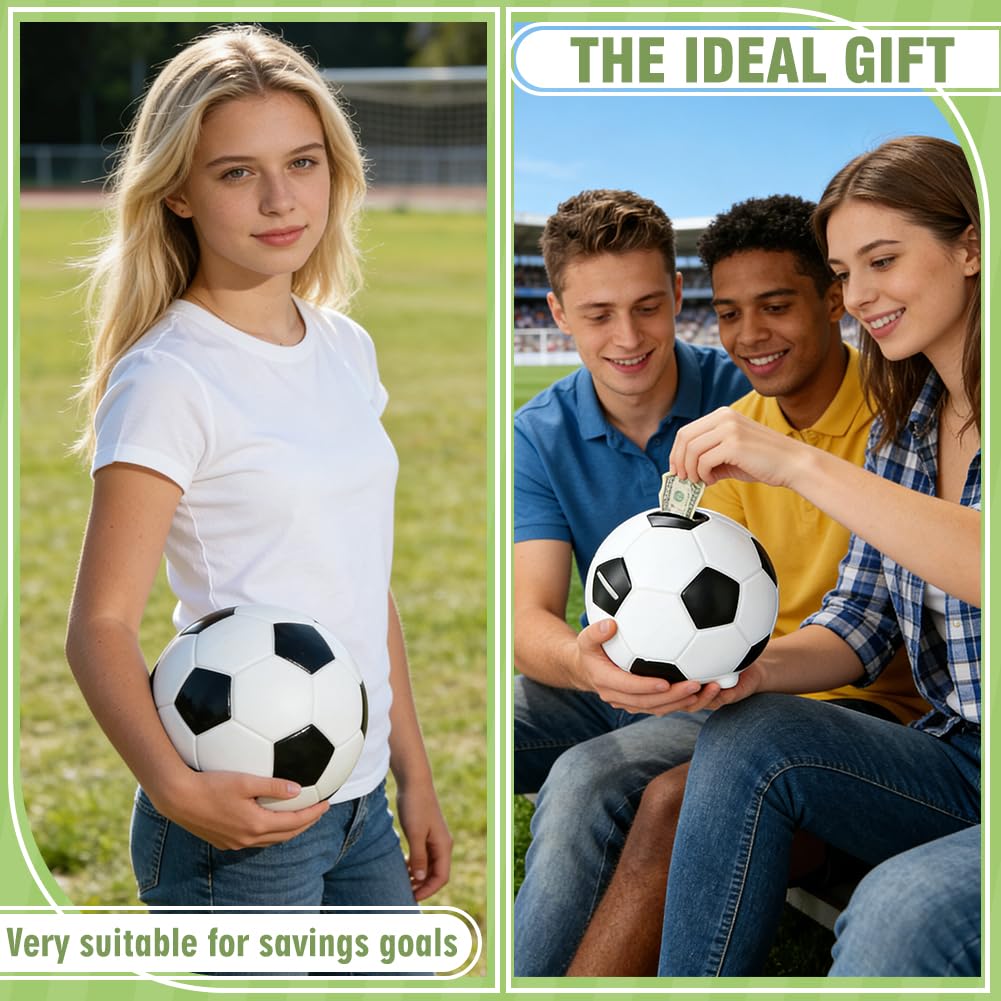 Hucha con Forma de balón de fútbol: un Encantador diseño con temática Deportiva, Personalizable para niños o niñas. Una excelente Idea de Regalo para los cumpleaños de los niños