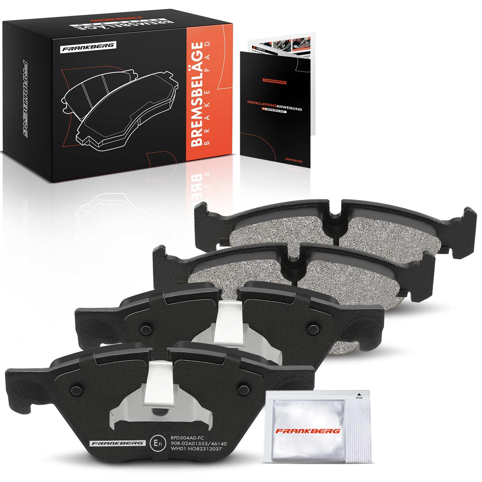 Frankberg 4 pastillas de freno delanteras compatibles con 5er F10 F18 518-530 1.6L-3.0L 2009-2016 5er Touring F11 518-528 2.0L-3.0L 2009-2017 Replace# 3411679684444
