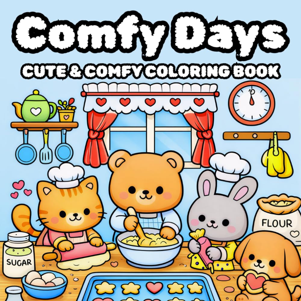 Comfy Days - Cozy Friends: Cute Animal Friends Coloring Book for Adults and Teens | Easy & Simple Cozy Scenes for Relaxation, Stress Relief, and Mindfulness