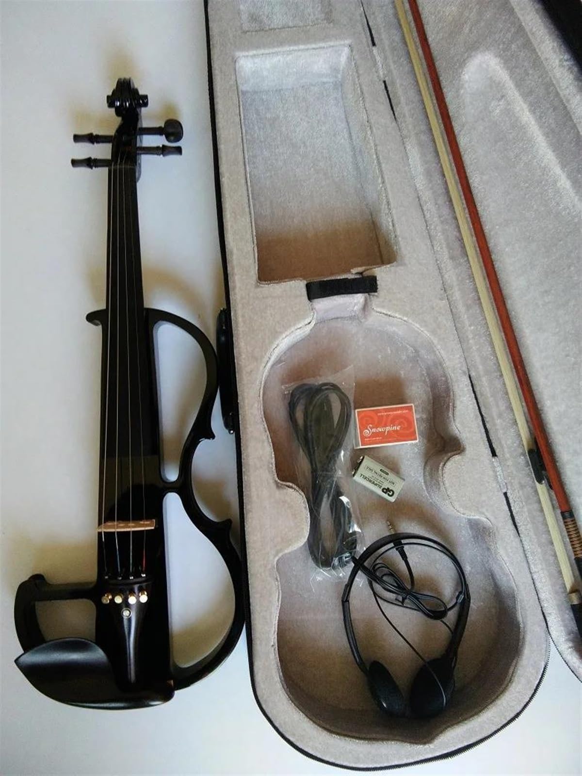 Geige Komplett Handgefertigte Elektronische Violine 4/4(Black)