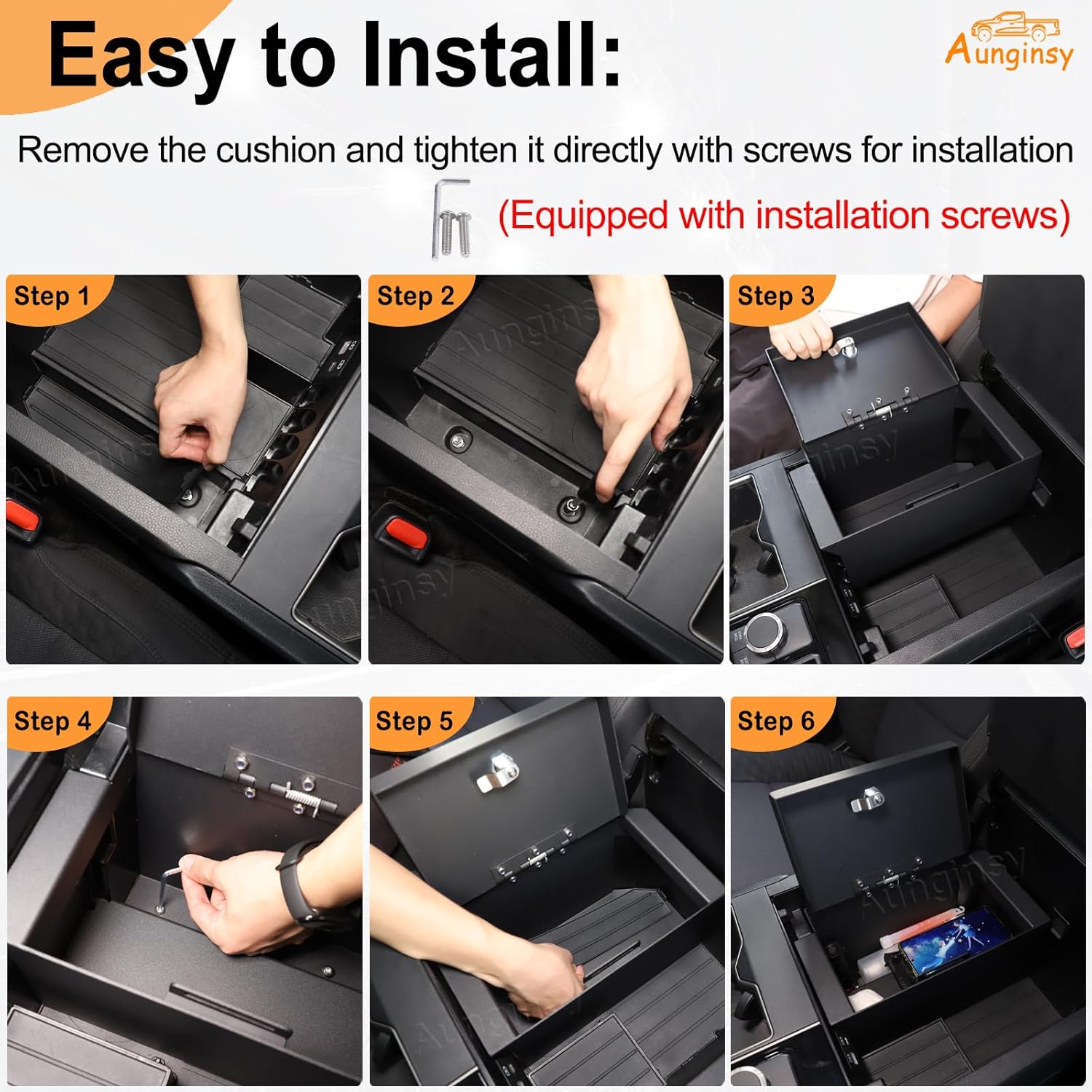Car Center Console Lock Safe Box Armrest Storage Compatible with Toyota Tundra 2022-2025 Center Console Lock Box Armrest Security Organizer Tray Vault with 3 Digit Combo Password Insert Accessories