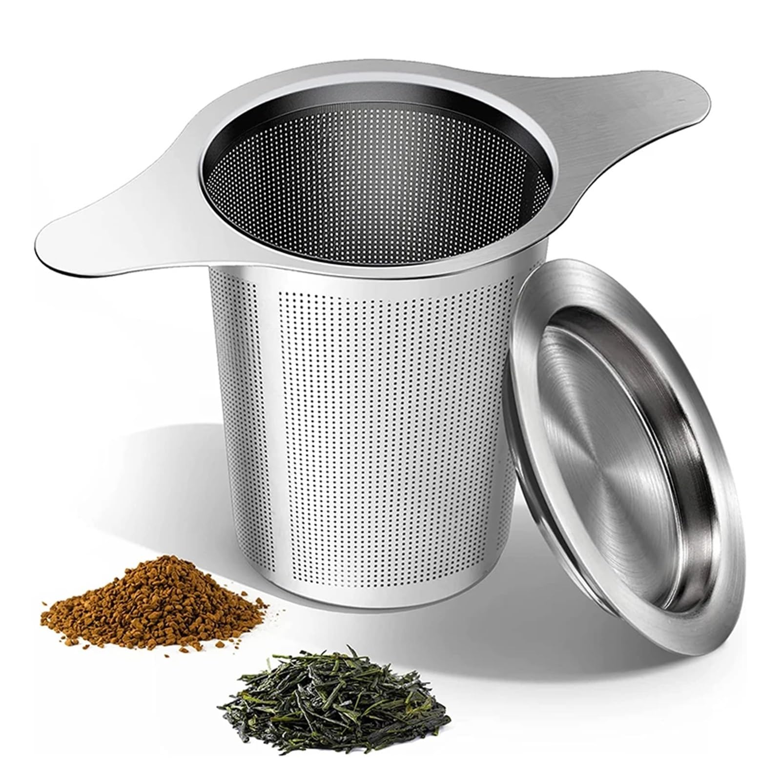Cesta infusora de té de acero inoxidable con tapa, filtro de hojas sueltas de primera calidad para una preparación perfecta, 1 difusor de té para los amantes del té (estilo 02)