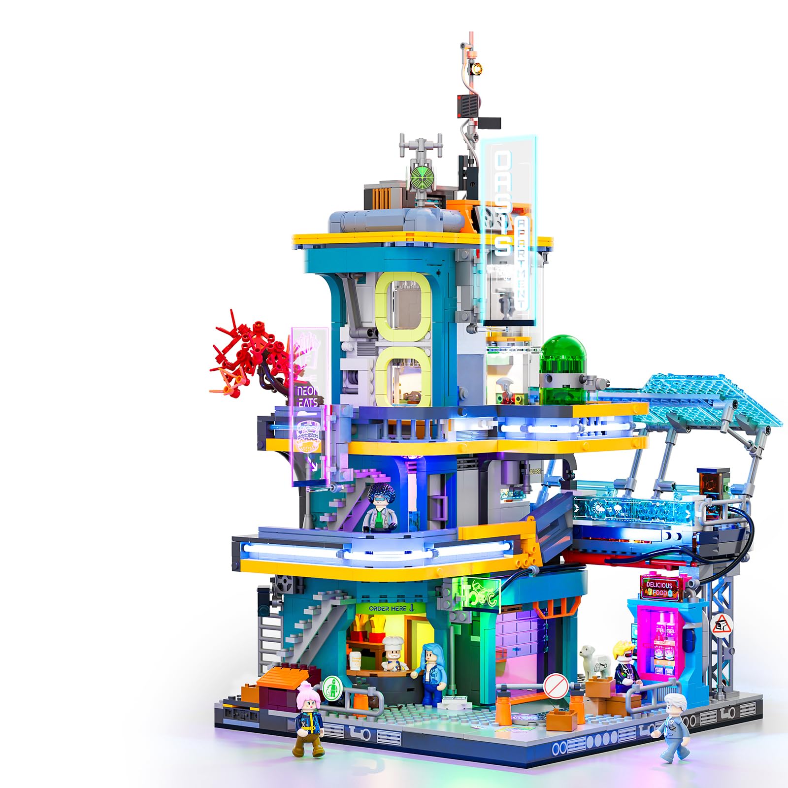 LUMIBRICKS Cyberpunk Villa Illuminated Building Block Set - 2524 Pieces Future City Module Building Kit, Ideal Display Piece for Adults and Sci-Fi Fans