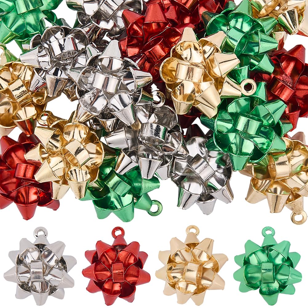 Breloques Nœud de Noël en alliage métallique 3D, ornements raffinés pour bijoux durables