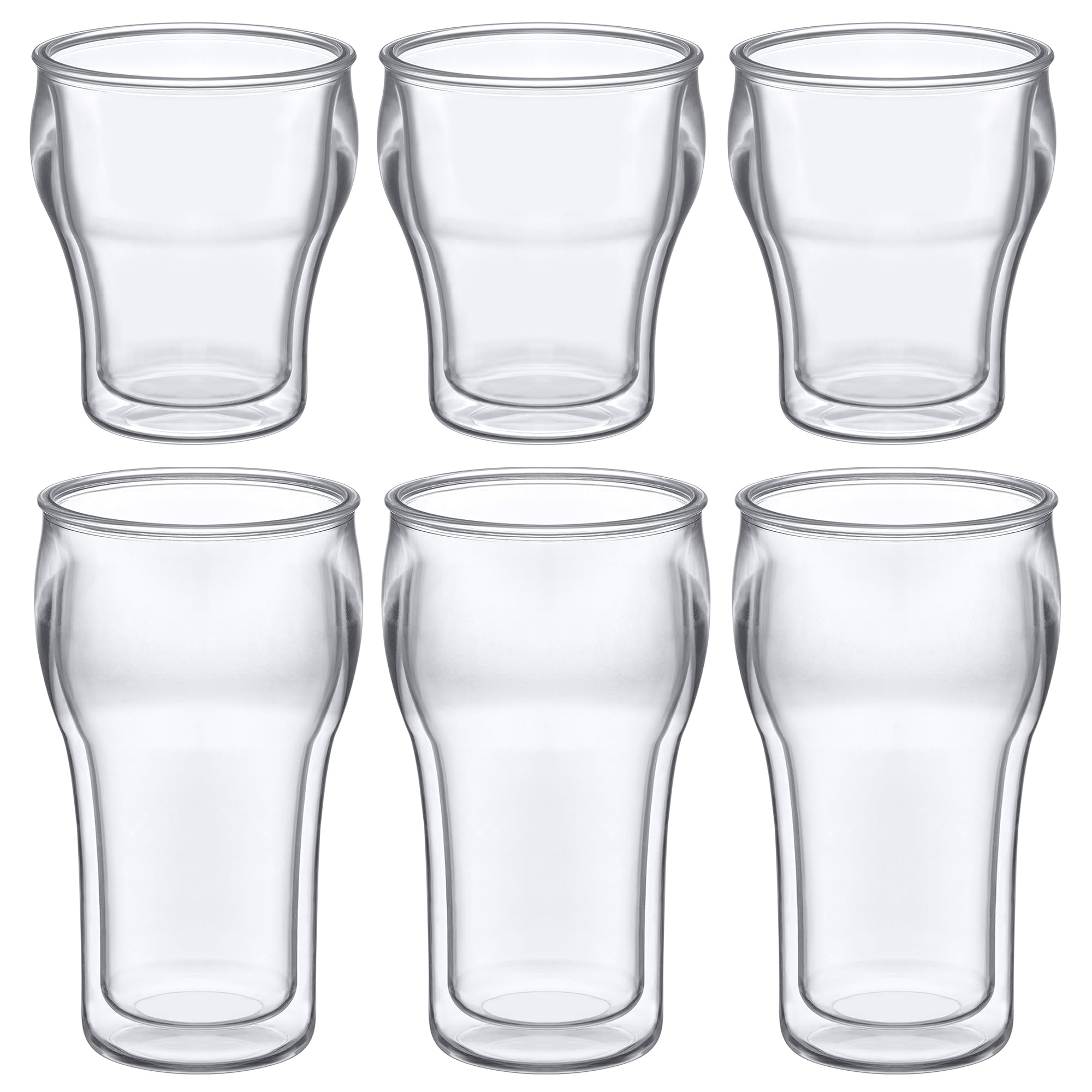Amazing Abby Rockies Isolierte Trinkgläser, doppelwandig, BPA-frei, bruchsicher, spülmaschinenfest, 6er-Set mit 400 ml und 597 ml durchsichtigen Kunststoffbechern