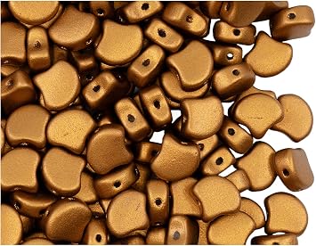 100 pcs Ginko Beads 7.5x7.5x3.4 mm, 2 Holes, Crystal Bronze Gold, Czech Glass
