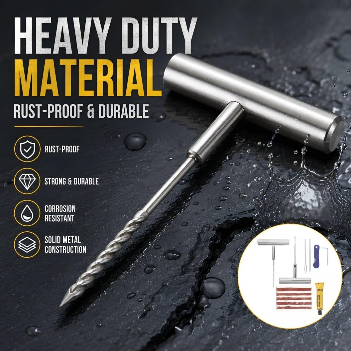 Tire Repair Tool Kit for Quick Puncture Fixes on Road