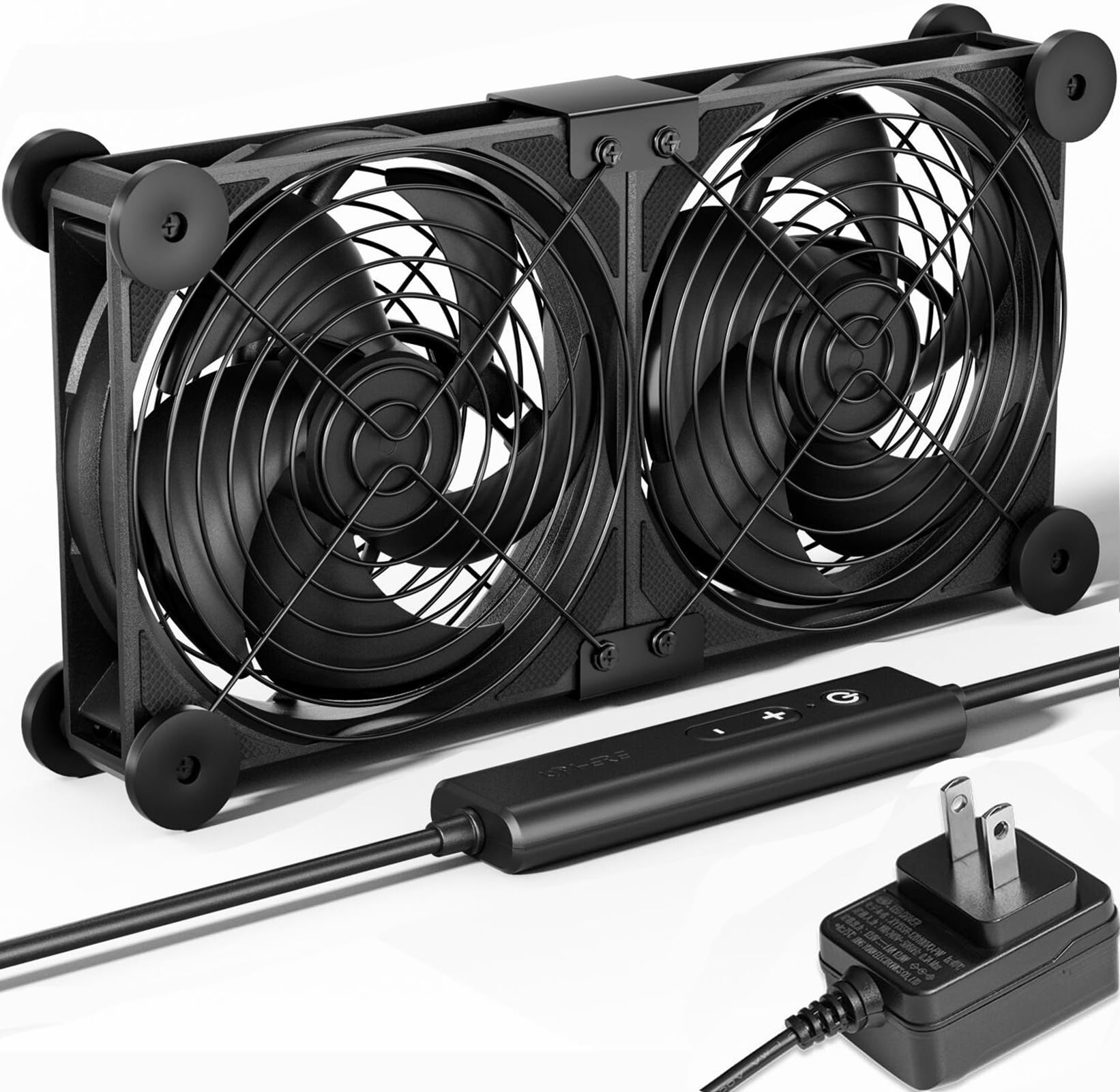 upHere 空冷ファン12cm AC電源 2連冷却ファン ミニ送風機 扇風機…