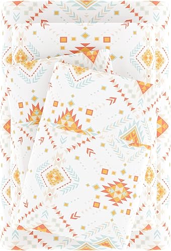 Miniatura 7 de Merit Linens Sábanas de cama matrimonial bohemias transpirables estilo hotel, juego de sábanas de 4 piezas de color coral con bolsillo profundo,