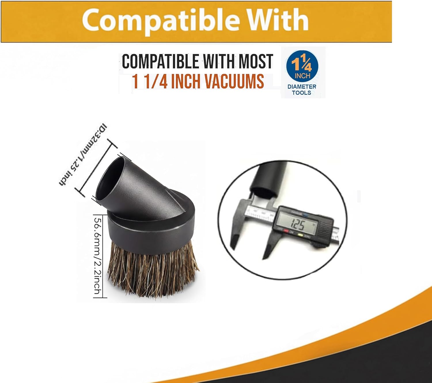 1.25 Inch Round Soft Mixed Horse Hair Vacuum Cleaner Dust Brush.1.25" Vacuum Attachment Replacement 10 pack