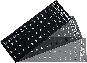 Washable Vinyl Stickers for Professional Replacement Spanish Keyboard with White Letters, Suitable for Any Standard Keyboard of Laptop, Notebook or Laptop 3Pcs