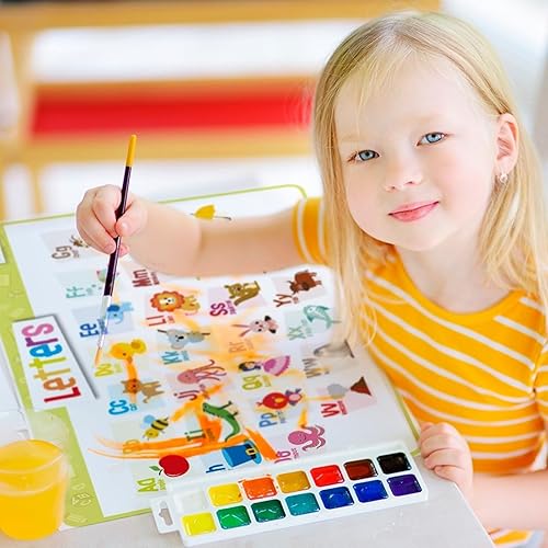 Miniatura 8 de merka Paquete de 4 manteles individuales educativos para niños y niños pequeños, reutilizable, lavable con agarre seguro en la parte trasera para