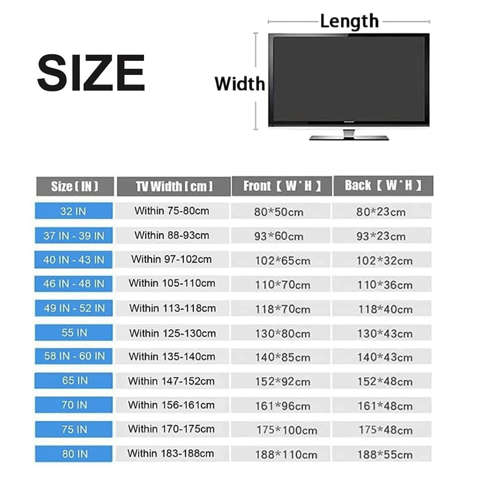 Protector de pantalla de TV, a prueba de polvo, para televisores de 32 a 80 pulgadas, lavable, protección interior, paño resistente al sol para decoración del hogar, se adapta a 58-60 pulgadas (140 x