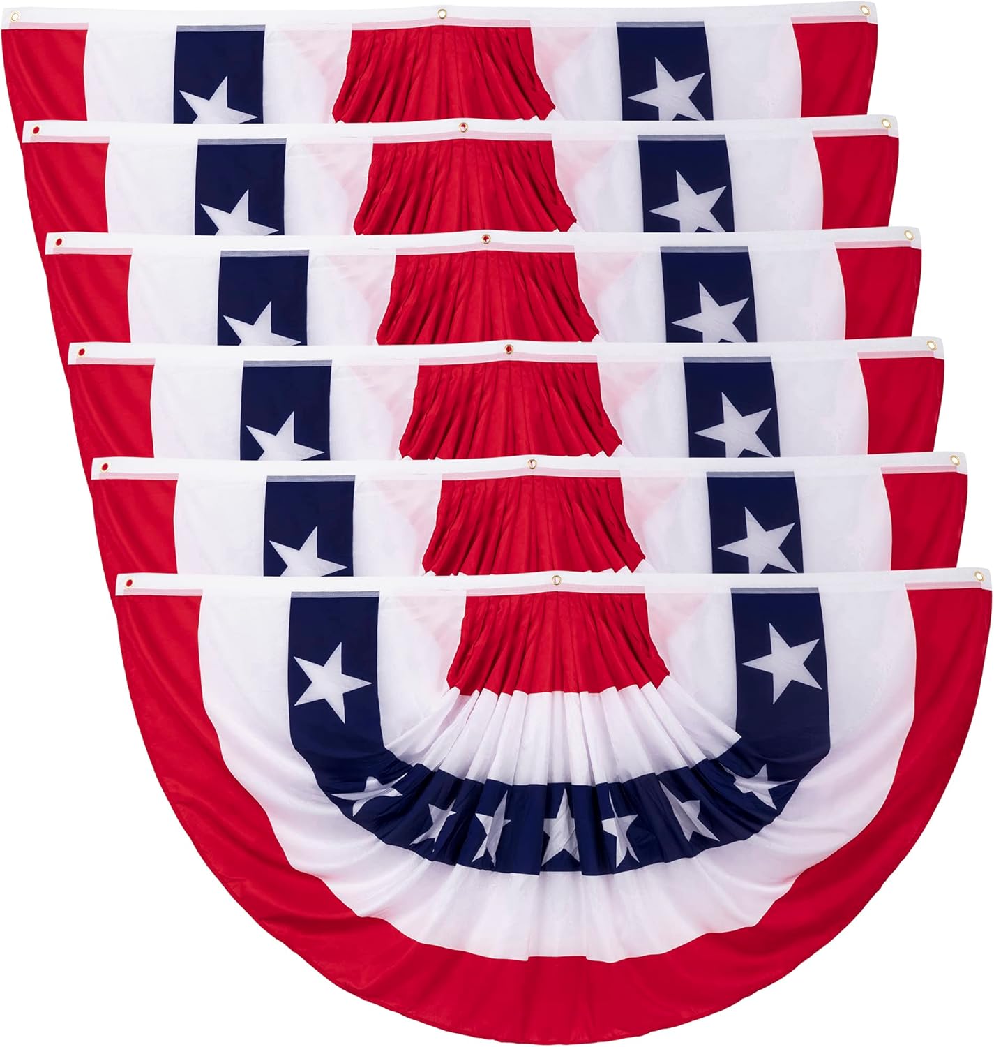6 PCS Fourth of July Decorations, 3 x 6 FT Large Patriotic USA Pleated Fan Flags, Outdoor American Flag Banner US Half Fan Bunting Flag for 4th of July Memorial Day Door Yard Home Decor - Image 8