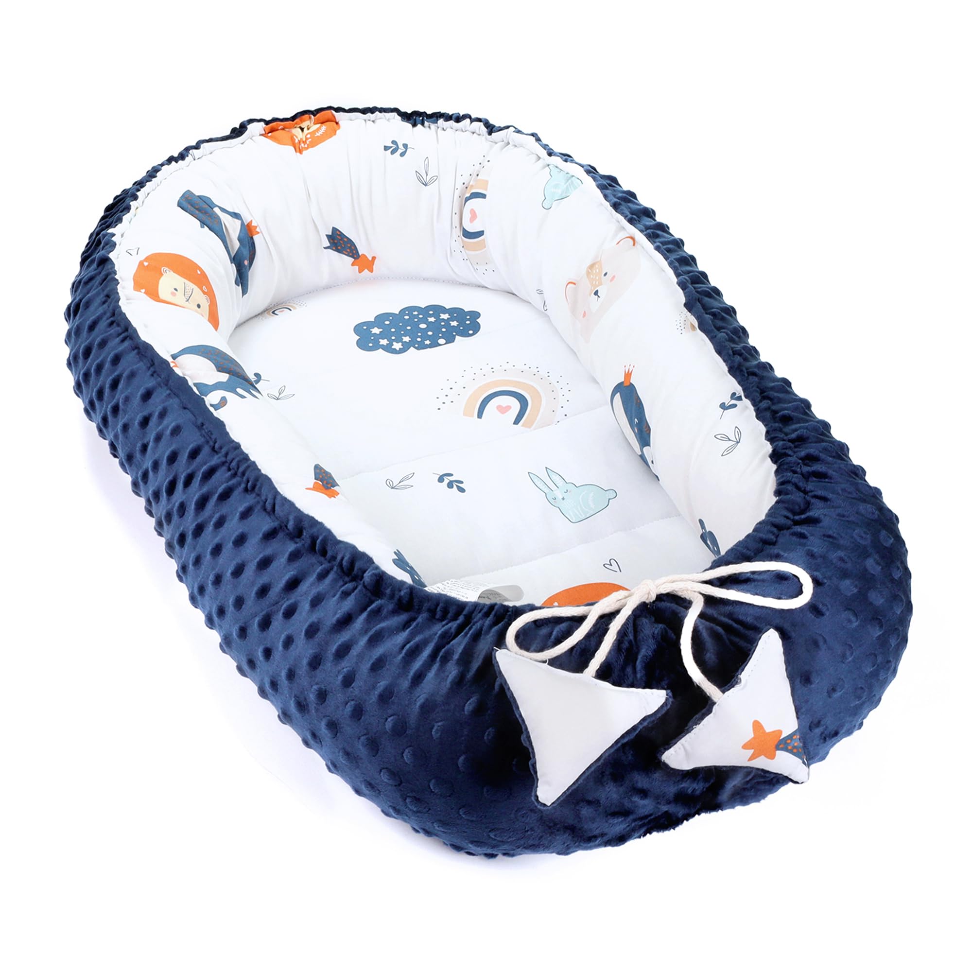 Riduttore lettino neonato - 90x50 cm nido culla pod cocoonababy babynest antisoffoco per bambina e bambino baby nest per neonati Arcobaleno blu scuro
