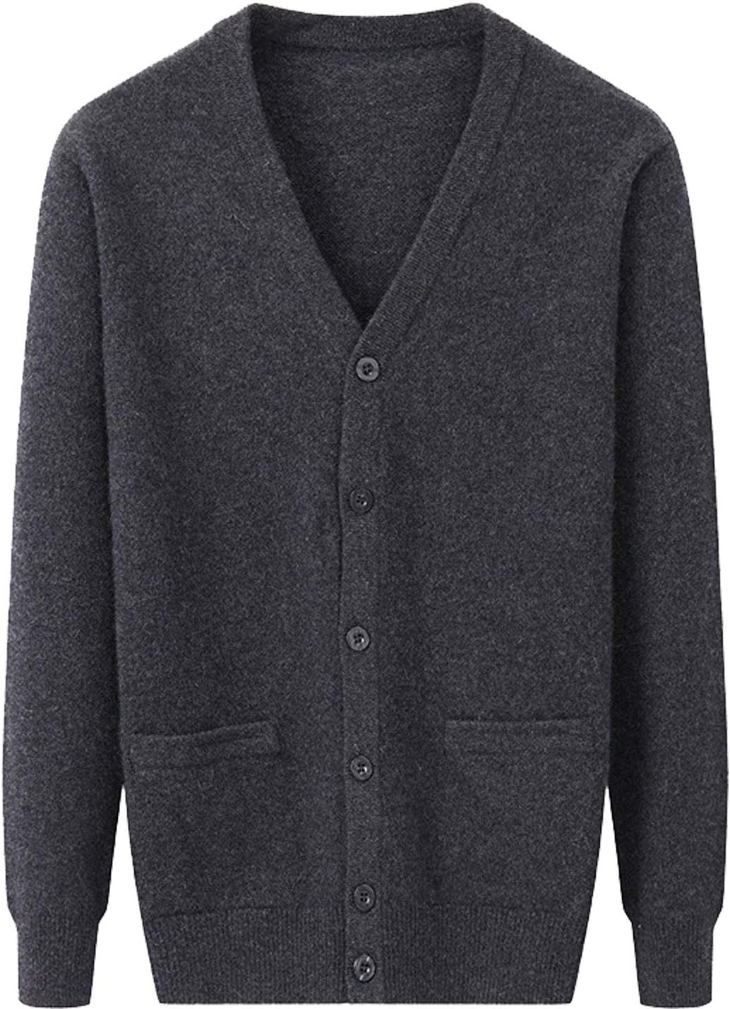 Flygo Men's V Neck 100% Cashmere Cardigan Sweater