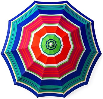 PMU Beach Umbrella 6ft Opens to 72in Multicolor, Lightweight | with Carrying Sleeve for Beach, Patio & Outdoor Sun Protection