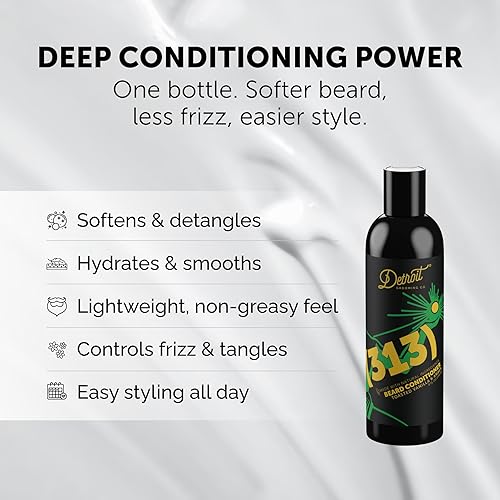 Miniatura 3 de Detroit Grooming Co. Acondicionador de barba para hombres con mantequilla de semillas de cacao de argán oi l & - suavizante, desenredante,