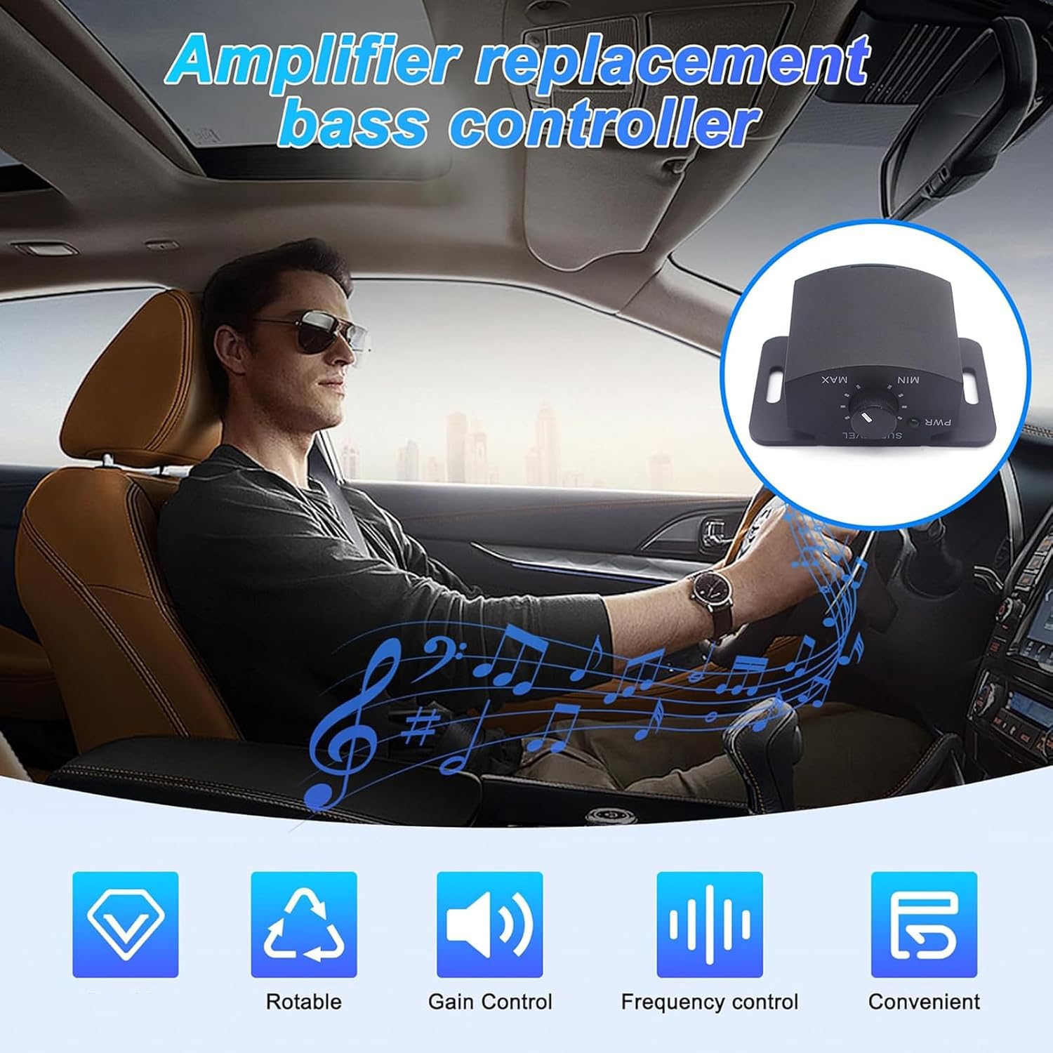 Amplifiers Tuner Car Volume Controller Amplifier Replacement Bass Knob Control Remote 6Pin Subwoofer Remote Volumes Adjustment Control Knob for Speakers