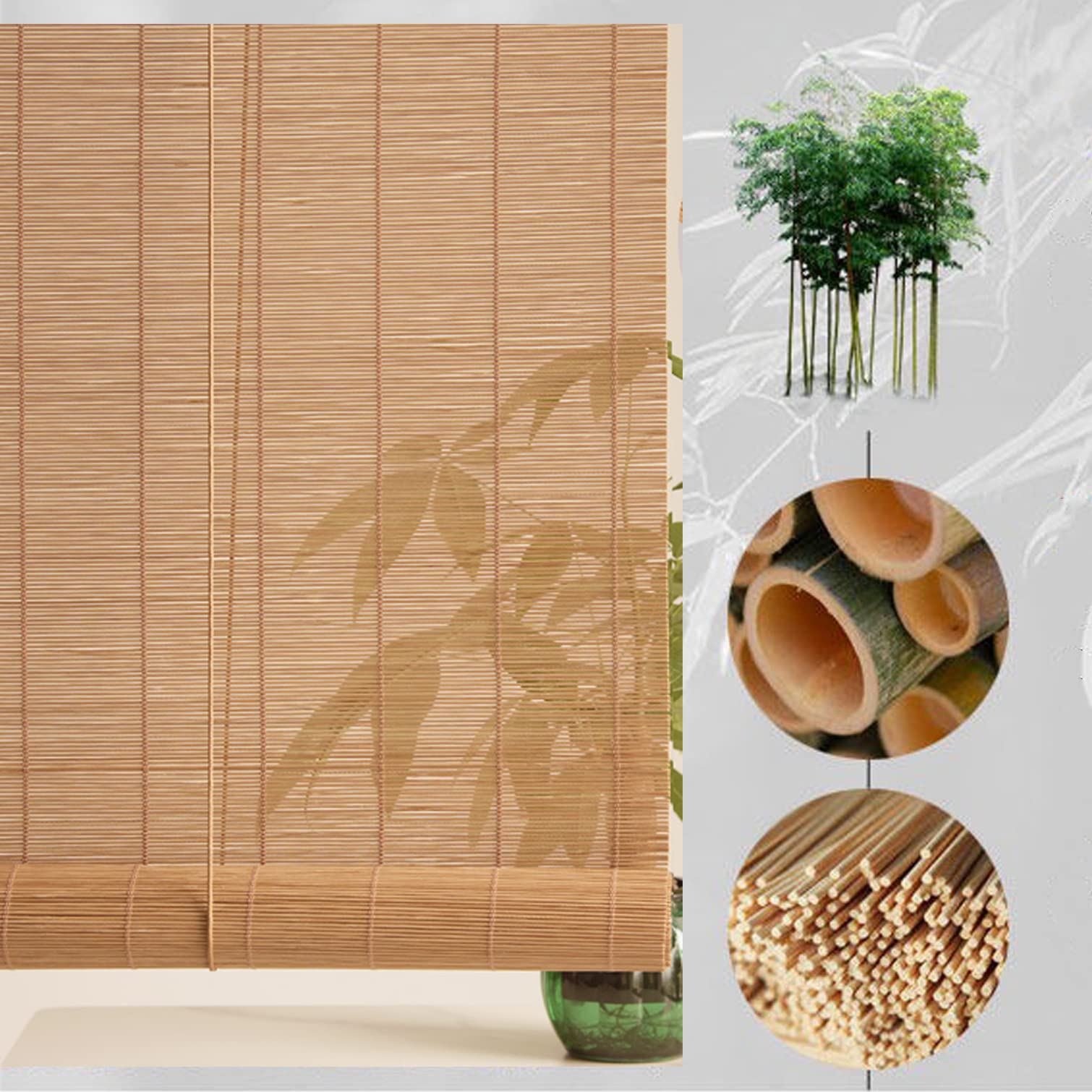 Bambus Rollo Jalousine Bambusrollo Blickdicht Bambus Raffrollo Natur  Holzrollos Fr Fenster Rollo,Sonnenschutz Sichtschutz Rollo,Schatten  Vorhang Fr ...