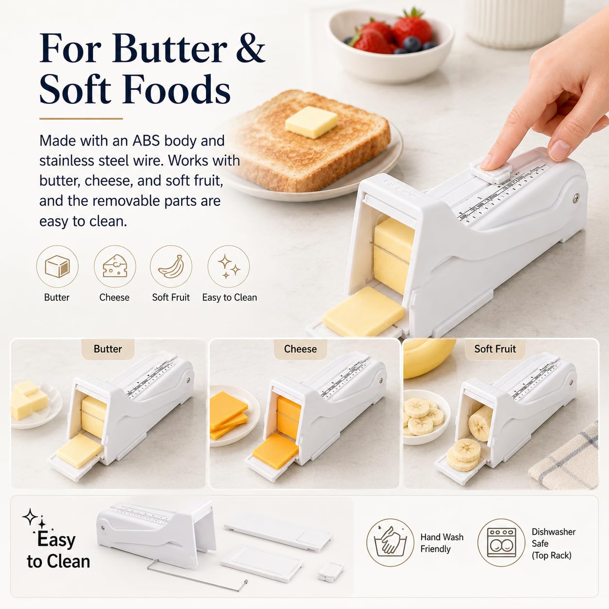 Cortador Y Dispensador De Mantequilla Presione Una Vez Cortadora para Mantequilla En Barra Recipiente De Plástico para Mantener La Mantequilla Y Contenedor De ALM
