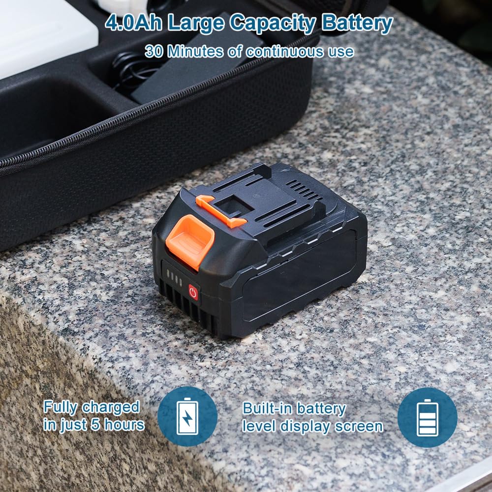 Idropulitrice Portatile Senza Fili 80Bar: Pistola Alta Pressione Professionale a Batteria con Autoadescante - Kit Completo Schiumogeno per Auto/Terrazzo/Balcone/Facciate-Upgrade