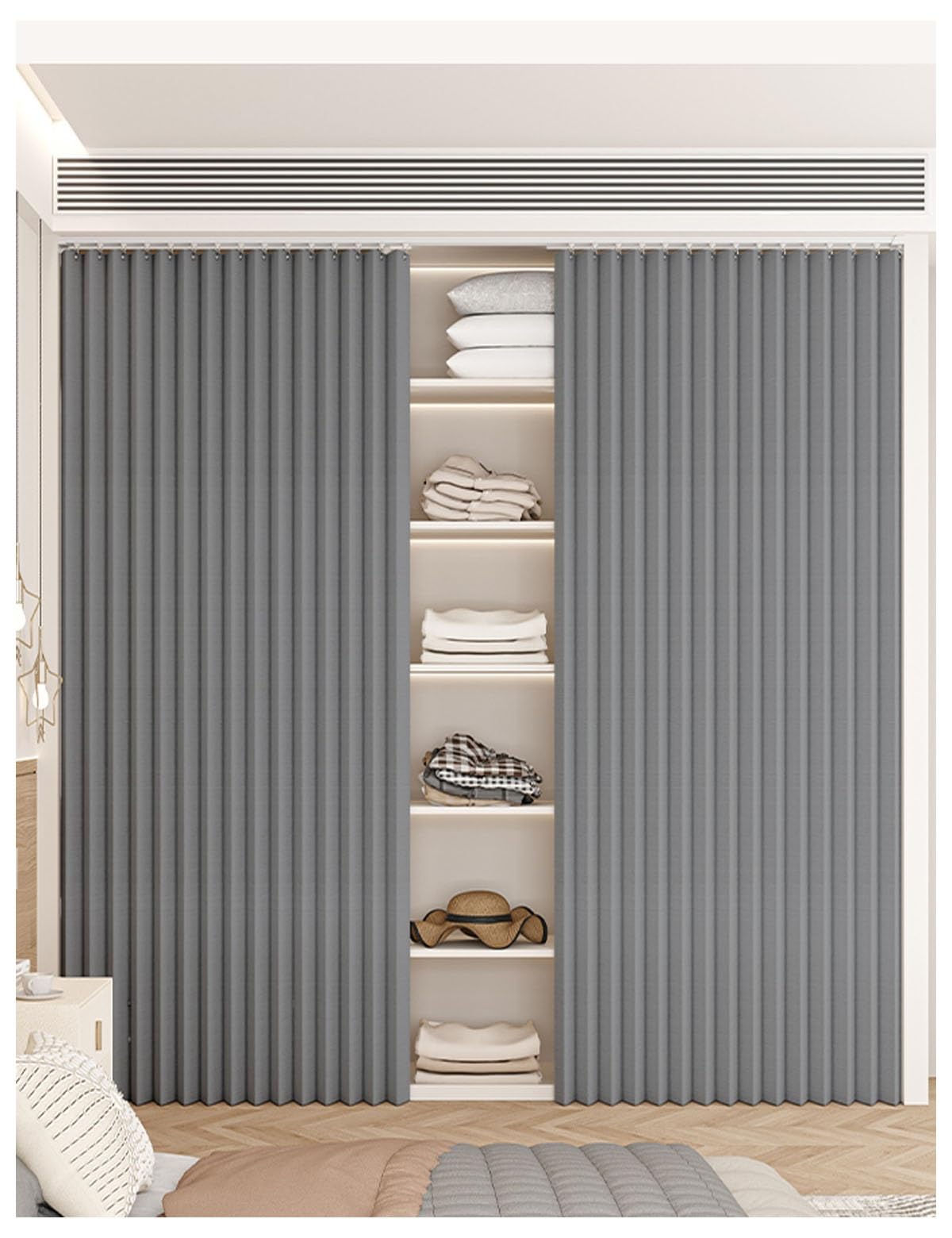 Organizador de armario a prueba de polvo – Zapatero de tela para puerta sin taladrar, cubierta adhesiva para almacenamiento elegante, 300 cm de ancho x 220 cm de alto, solución funcional