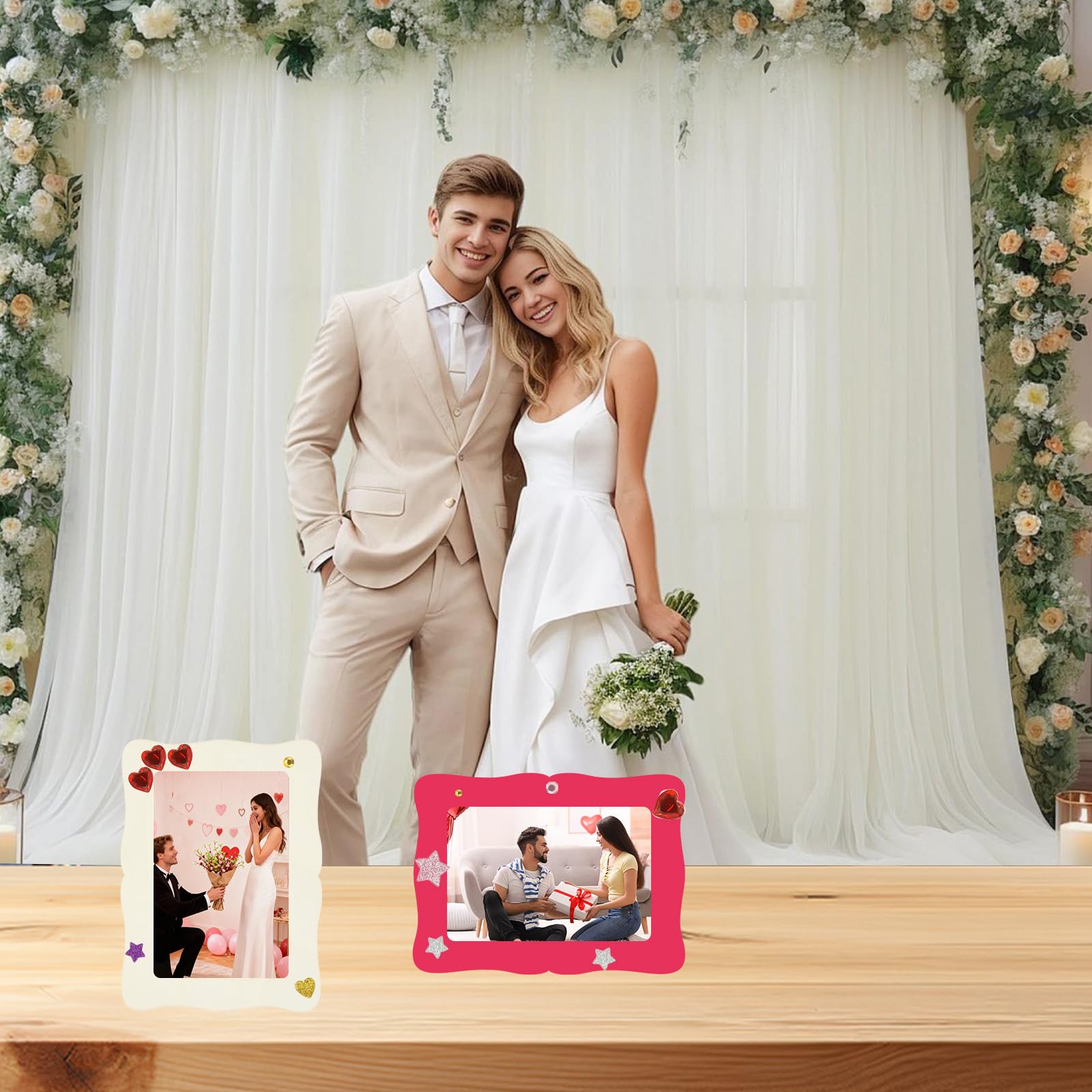 24 Stück Holzbilderrahmen zum Bemalen Set | DIY Fotorahmen Holz Unbehandelt mit Glitzersteinen Sticker und Stiften Kindergeburtstag Bastelset Stehend Hängend