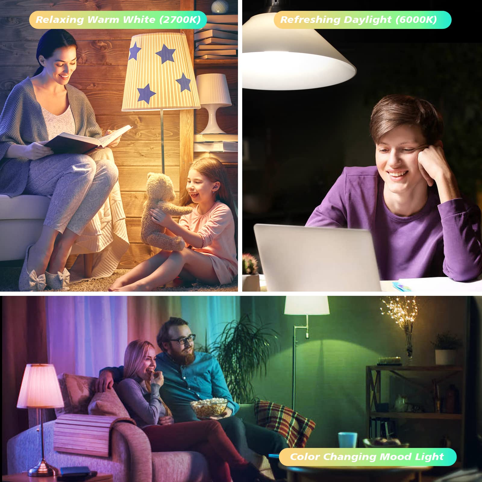 Ampoule E27 Led, Ampoules Led 15W équivalente à 150 W, Compatible Avec L'application Mobile et la Télécommande, Disponibles en Millions de Couleurs et en Plusieurs Modes Dynamiques