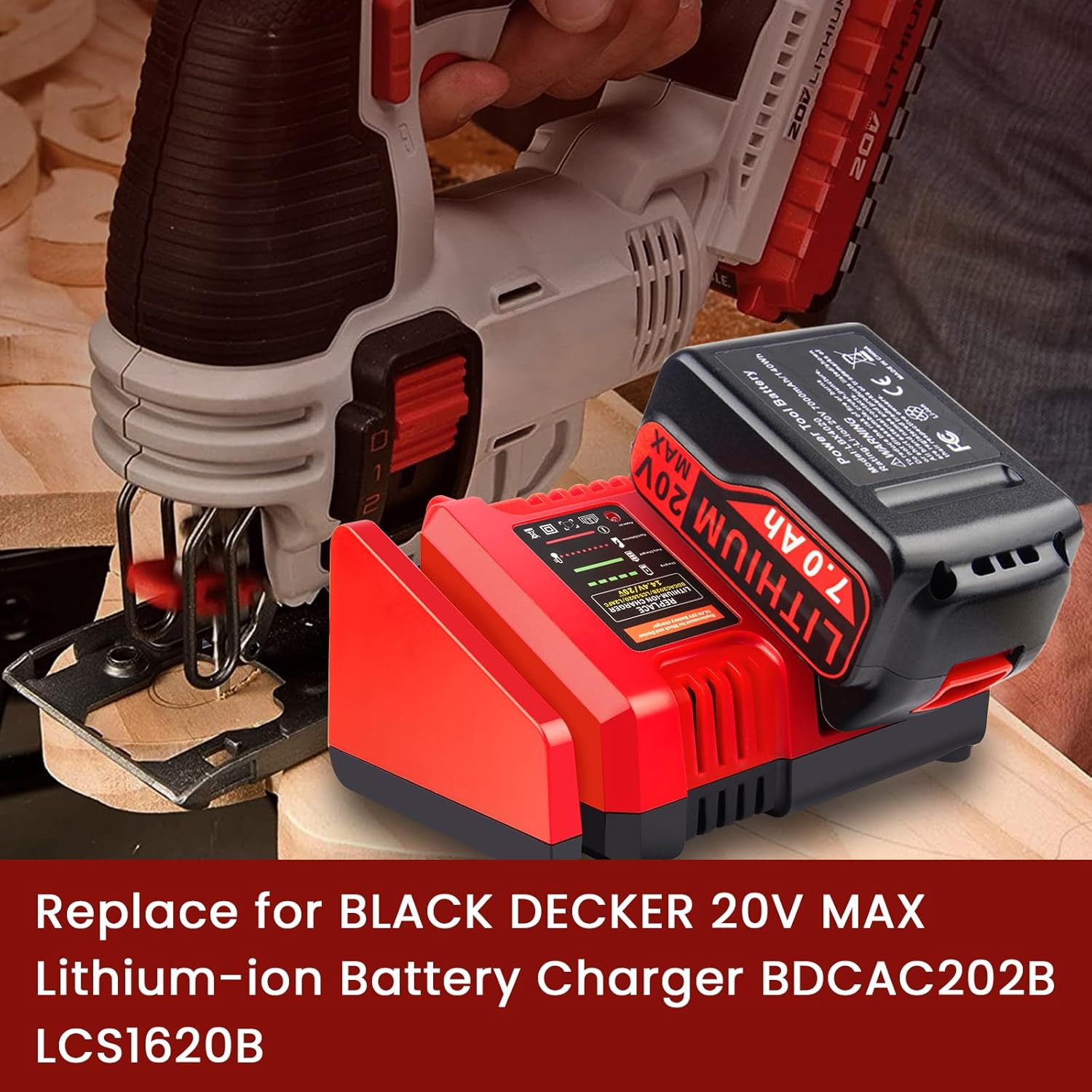 L2AFC 20V Super Fast Charger for Black and Decker 20V Charger, 2 Amp, Compatible with Black and Decker 20 Volt Lithium Battery LBXR20 LBX4020 LBX20 & BDCAC202B LCS1620 image 7 of 7 B0DH4B49DW