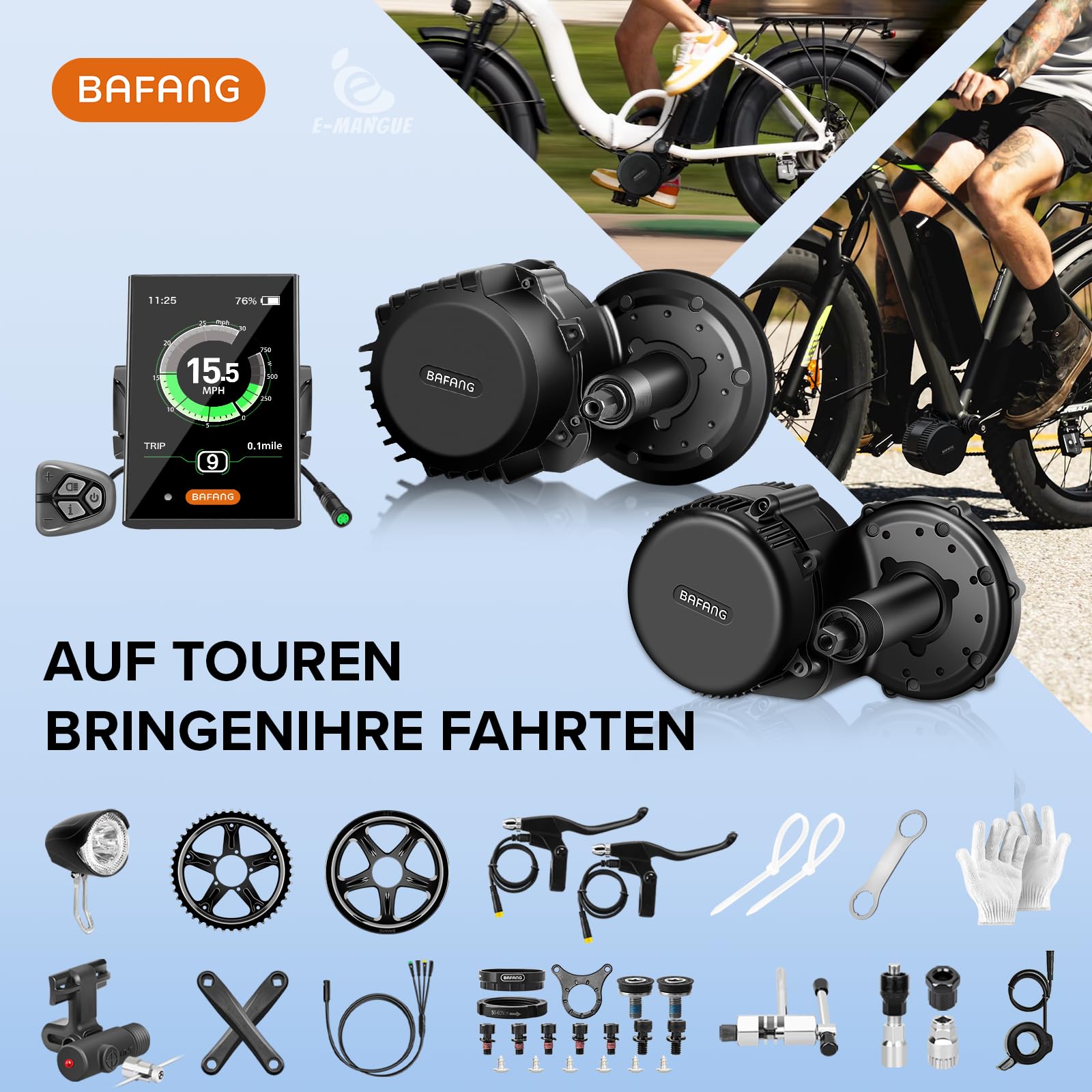 BAFANG Zestaw silnika środkowego 48V 750W z wyświetlaczem C18, silnik BAFANG G340 BBS01B BBS02B BBS-HD zestaw do konwersji silnika roweru elektrycznego do suportu BB68mm rower górski, szosowy, miejski