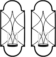 Hosley Set of 2 Handcrafted 12" Iron Tealight Candle Wall Sconces - Elegant Home Decor for Weddings, Spa, Aromatherapy & Cozy Ambiance