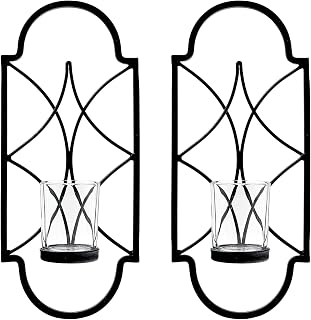 Hosley Set of 2 Handcrafted 12" Iron Tealight Candle Wall Sconces - Elegant Home Decor for Weddings, Spa, Aromatherapy & Cozy Ambiance