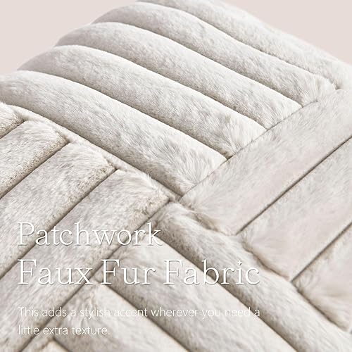 Miniatura 2 de Foindtower Paquete de 2 fundas de almohada decorativas de felpa de pelo sintético suave y esponjoso, funda de cojín lumbar acogedora a rayas,