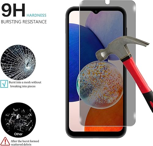 Miniatura 3 de KELOLIN Paquete de 2 protectores de pantalla de privacidad para Samsung Galaxy A14 5G, dureza 9H, arañazos, antiespía, protector de pantalla de