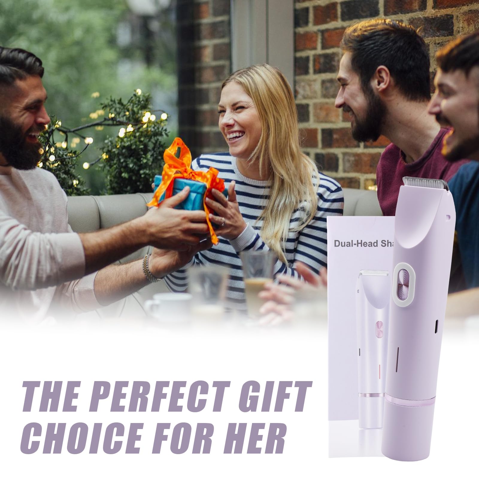 Rasoio elettrico da donna 2 in 1: rasoio intimo a doppia testa per donne, bikini trimmer, impermeabile bagnato e asciutto per viso, corpo, gamba, bikini, viola