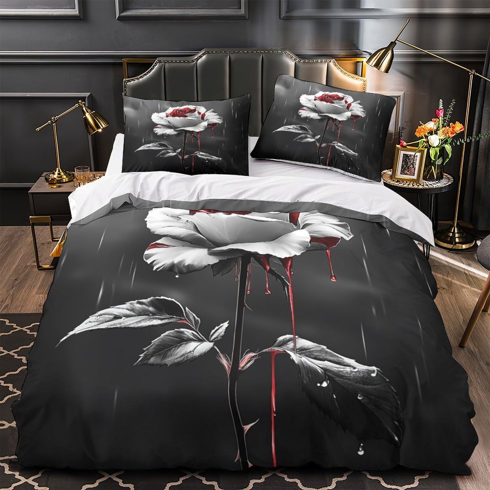 Housse de Couette Anti-Acarienne Cheval Noir pour Sommeil Doux