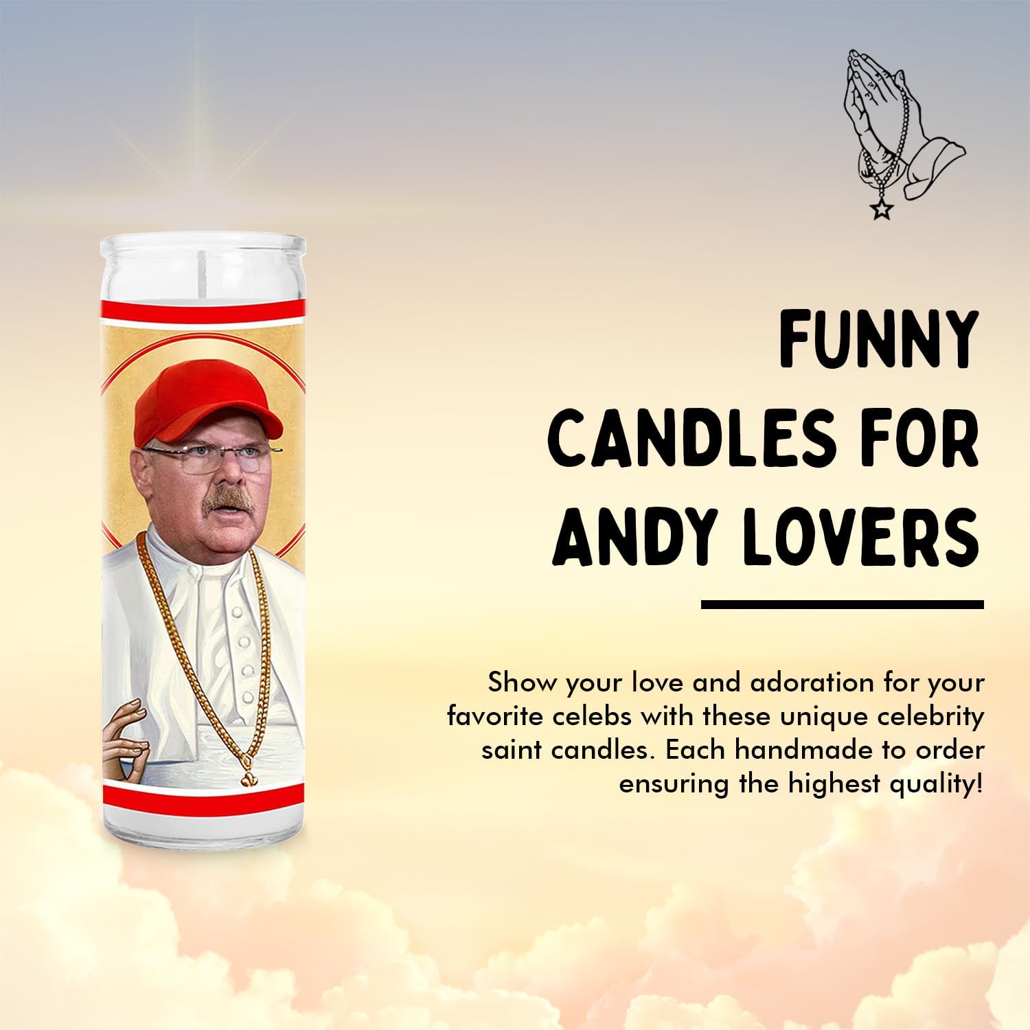 Coach Andy Celebrity Glass Jar Candle – Unscented Handmade Soy Wax Votive Candle – Unique Gift for Kansas City KC Football Fans – Home Decor Sports Collectible