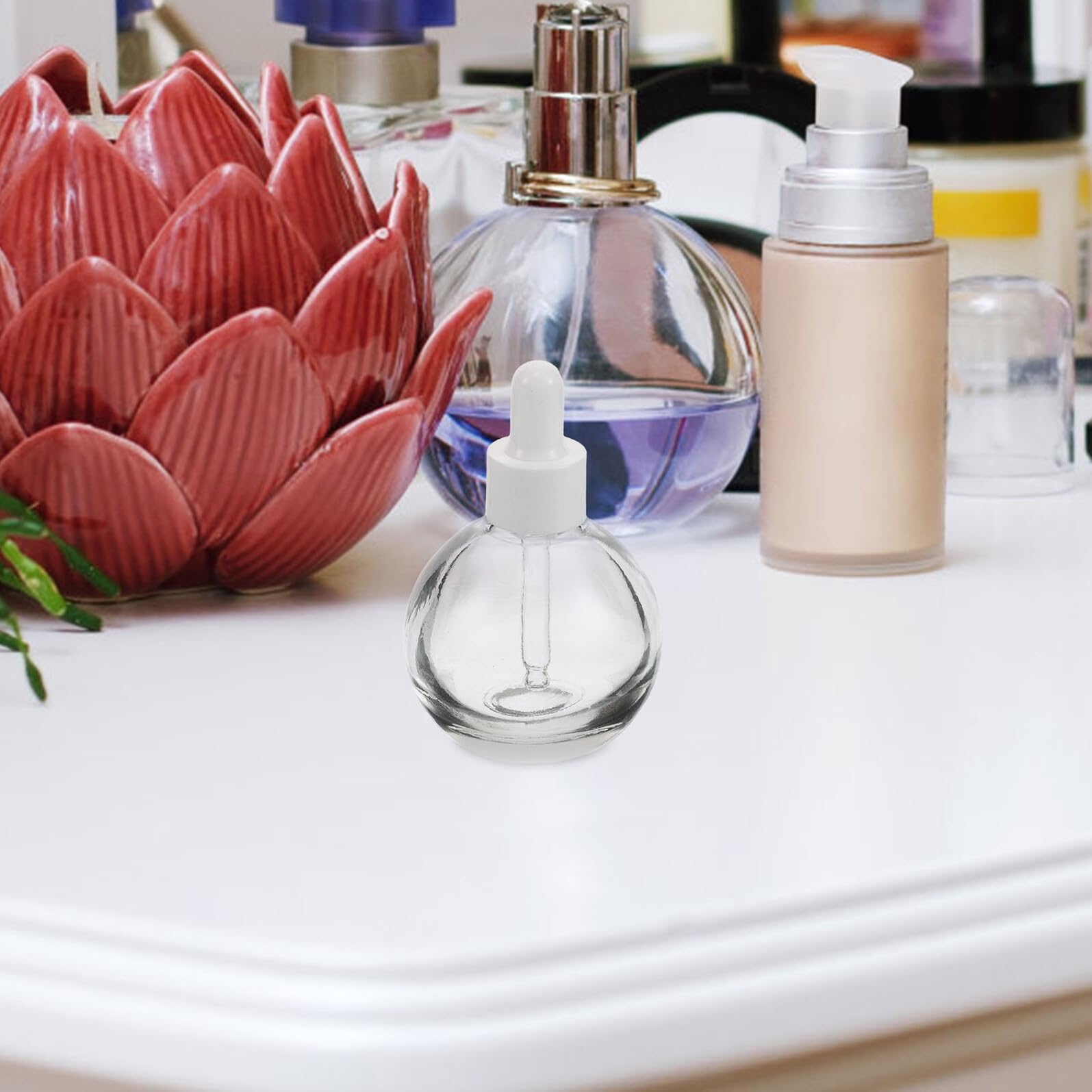 12 Szt. Szt Szklane Butelki z Kroplomierzem Do Olejków Eterycznych Perfum i Serum Okrągłe Buteleczki Próbkowe Do Kosmetyków Przezroczyste Aromaterapeutyczne Pojemniki z Pipetą