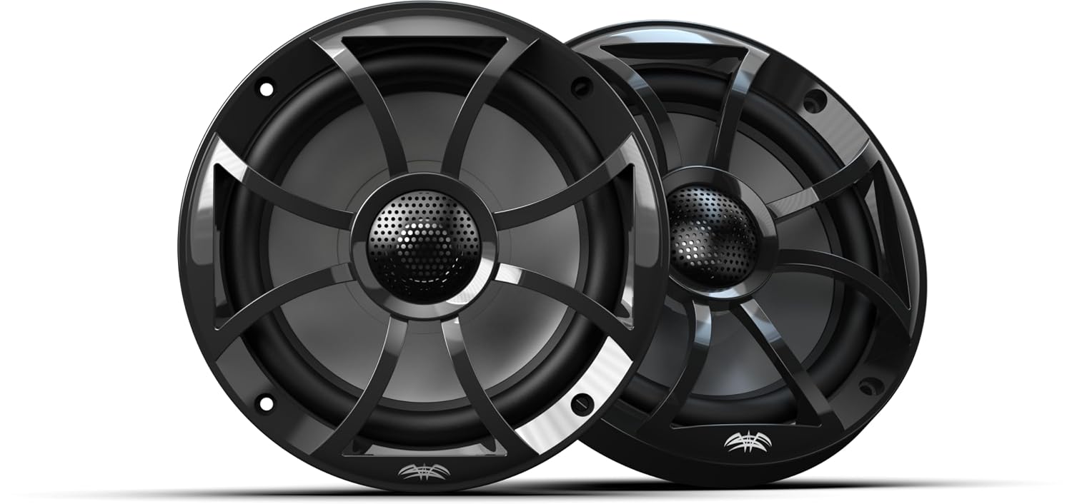 Wet Sounds HTM-4 - HTM Series Amplifier 600 Watt Full-Range Class-D 85x4 Watts RMS @4 OHM with 2 Pairs Wet Sounds Recon 6-BG Recon Series 6.5" Coaxial Speakers with Black XS Grille and Cone (Pair)