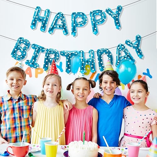 Miniatura 6 de Cartel de globos de feliz cumpleaños, letras de globos de papel de aluminio de Mylar de 16 pulgadas, pancarta de letrero de cumpleaños, kit de