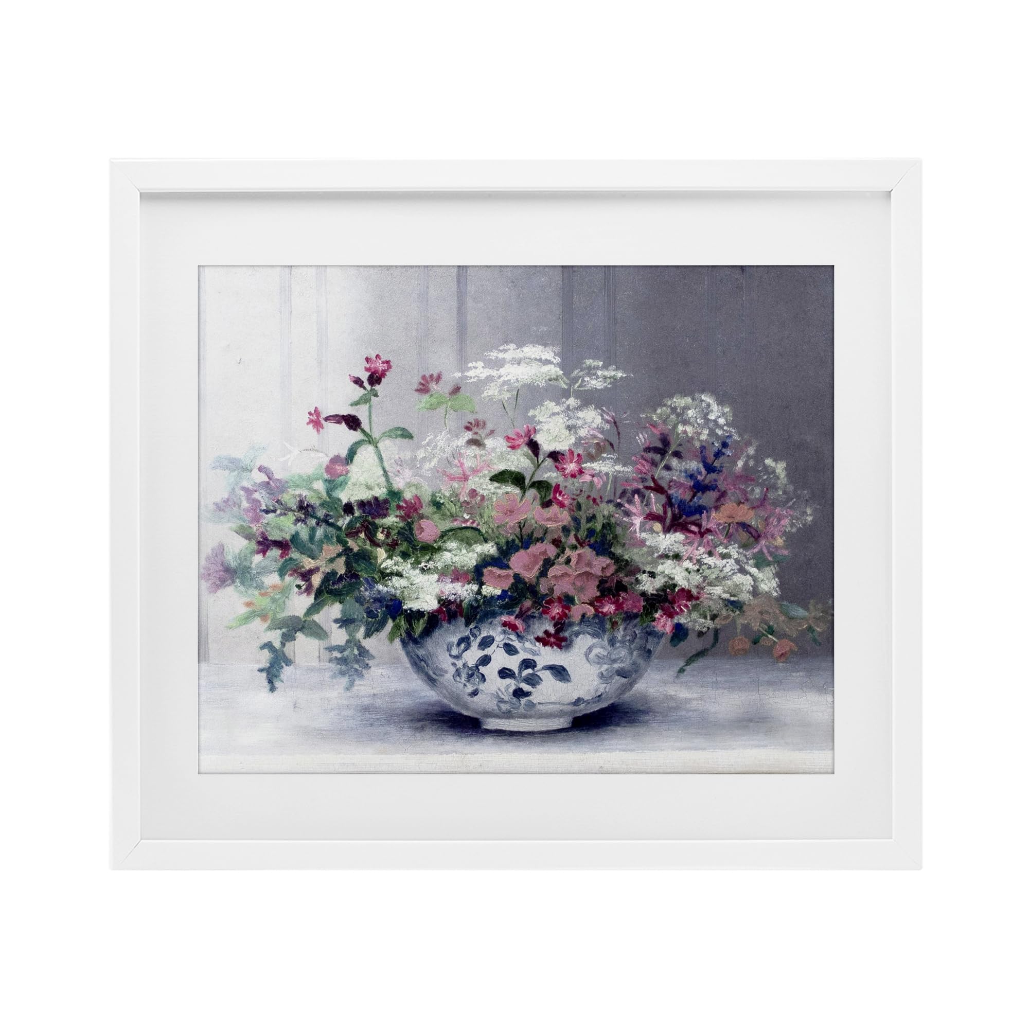 'Painterly Elegant Blooms Vase'| Framed Print Under Glass