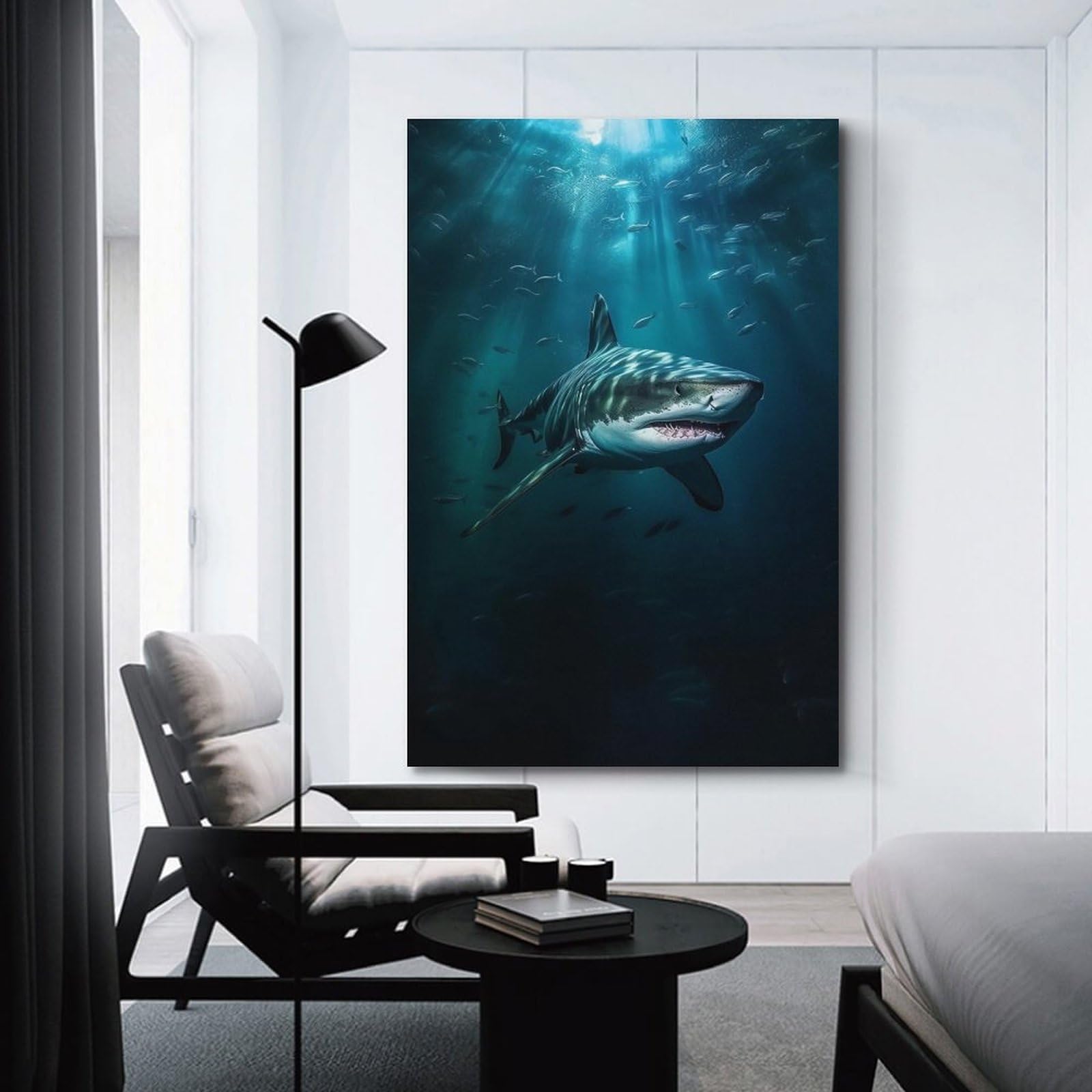 Zamou Poster sur toile de requin - Décoration murale sans cadre - Pour salon, chambre à coucher - 30 x 45 cm
