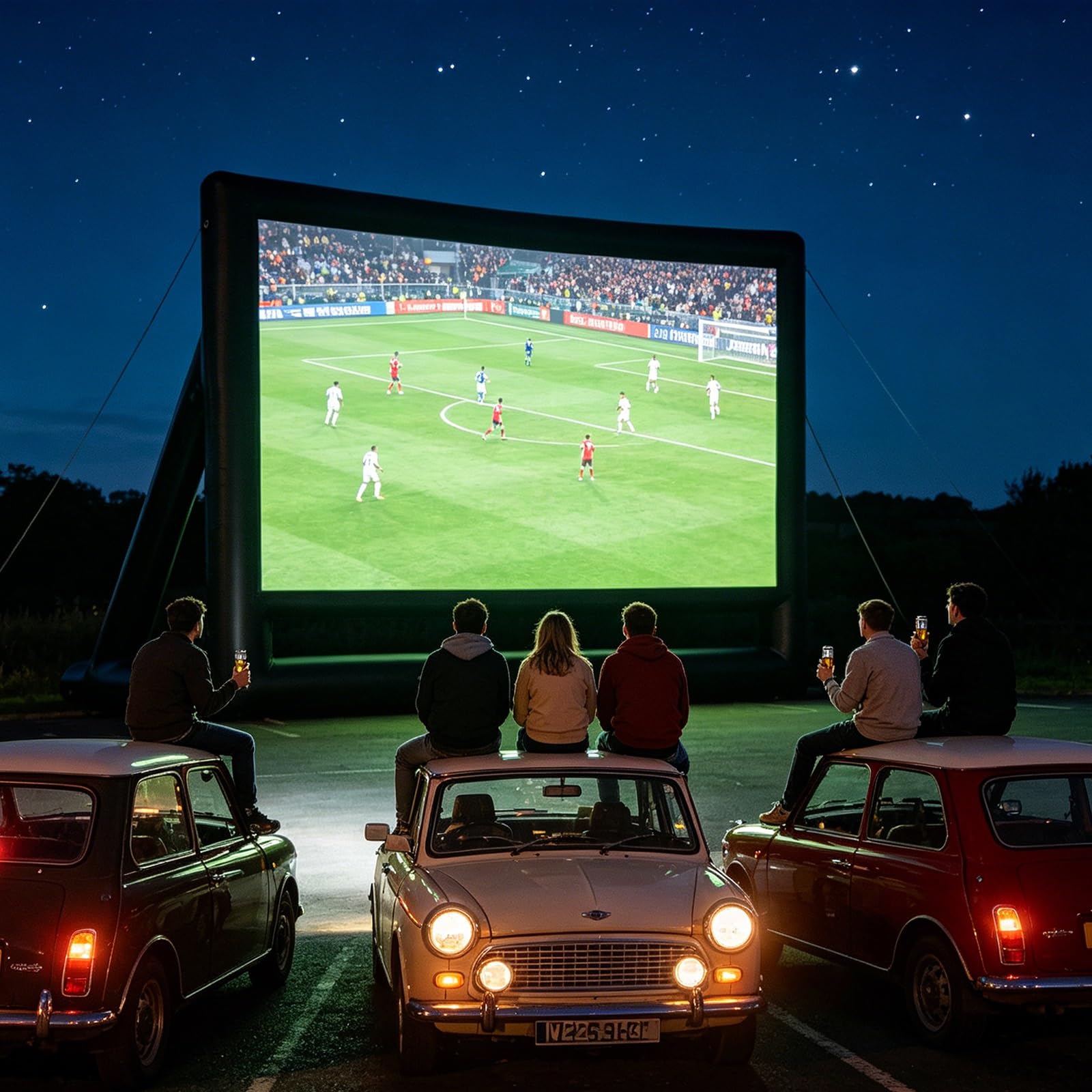 Schermo gonfiabile per esterni con supporto, schermo cinematografico portatile per cinema in cortile, feste in giardino e campeggio, supporta proiezione anteriore/posteriore
